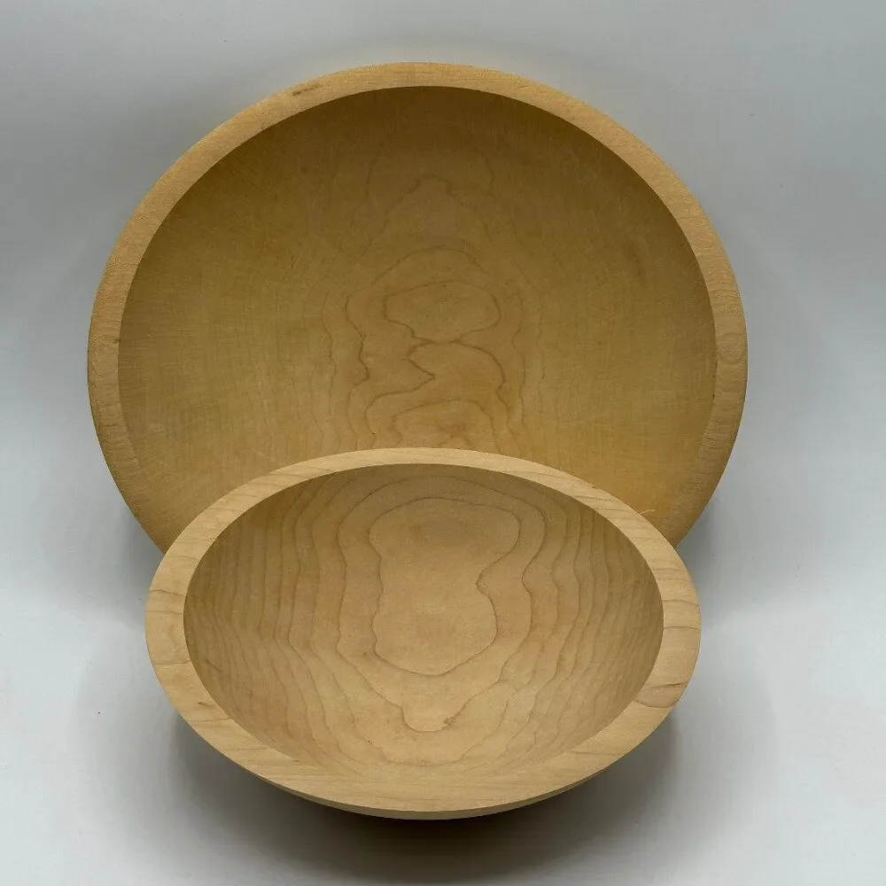 Tree Spirit Vintage Hardwood Salad Bowl Set Unfinished-2 Bowls